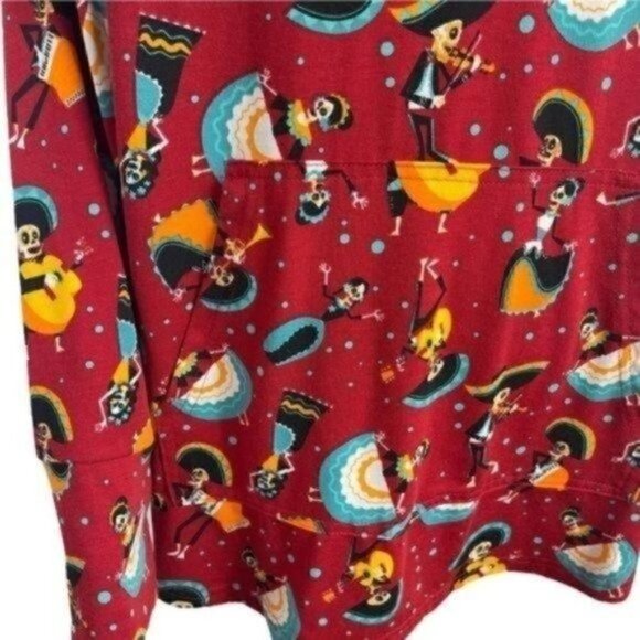 Lularoe Day Of The Dead Amber Hoodie tunic top size XL - Picture 9 of 13